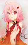  bad_id bad_pixiv_id bare_shoulders breasts center_opening cleavage detached_sleeves elbow_gloves gloves guilty_crown hair_ornament hairclip highres long_hair looking_at_viewer navel open_mouth pink_hair red_eyes solo torakun14 twintails yuzuriha_inori 