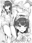  animal_ears ass black_hair blush cardigan cat_ears female greyscale kojima_saya long_hair monochrome school_uniform skirt skirt_lift solo ssss.gridman takarada_rikka translation_request upskirt 