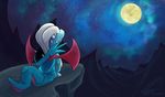  blue_skin costume moon mountain night nintendo pok&#233;mon pok&eacute;mon salamence shawnnl signature solo starry_background stars video_games wings 