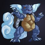  blackheartspiral claws nintendo plain_background pok&#233;mon pose reptile scalie shell smile solo standing turtle video_games wartortle wings 