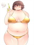  1girl breasts brown_eyes brown_hair copyright_request huge_breasts obese shimejix squirt_gun water_gun 