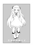  airfield_hime alternate_costume bow casual comic greyscale highres horns kantai_collection monochrome nagimiso shinkaisei-kan shoes smile solo standing translated 