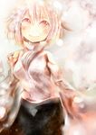  animal_ears bare_shoulders blush breasts detached_sleeves inubashiri_momiji looking_at_viewer medium_breasts pom_pom_(clothes) short_hair silver_hair solo sorato_jun touhou wolf_ears yellow_eyes 
