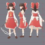  ascot bad_id bad_pixiv_id bow brown_hair character_sheet detached_sleeves expressionless frilled_skirt frills gohei hair_bow hair_tubes hakurei_reimu highres loafers ribbon-trimmed_sleeves ribbon_trim shoes skirt touhou usfdive vest wide_sleeves 