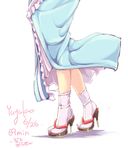  artist_name character_name close-up dated high_heels highres ichirino_minagi japanese_clothes kimono legs lower_body saigyouji_yuyuko sandals signature simple_background socks solo stiletto_heels tabi touhou waist_down white_background 