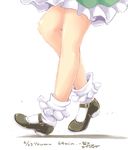  artist_name bobby_socks character_name close-up dated frilled_skirt frills highres ichirino_minagi konpaku_youmu legs lower_body mary_janes shiny shiny_skin shoes signature simple_background skirt socks solo touhou waist_down white_background 