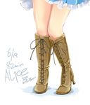  alice_margatroid artist_name boots character_name close-up cross-laced_footwear dated frilled_skirt frills highres ichirino_minagi knee_boots knees_together_feet_apart lace-up_boots legs lower_body shiny shiny_skin shoes signature simple_background skirt socks solo standing thighs touhou waist_down white_background 