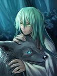  enkidu_(fate/strange_fake) fate/strange_fake fate_(series) green_eyes green_hair homutatu long_hair wolf 