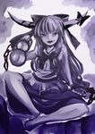  barefoot bow gourd horn_bow horns ibuki_suika long_hair low-tied_long_hair monochrome sketch solo touhou very_long_hair work_in_progress yagami_(mukage) 