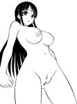  1girl akiyama_mio black_eyes black_hair breasts censored female hime_cut k-on! large_breasts long_hair looking_at_viewer navel nipples nude pussy reikoenji solo thighs 