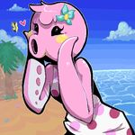  animal_crossing arthropod beach blush butterfly cephalopod female flower insect marina marina_(animal_crossing) nintendo octopus sea seaside solo video_games water 