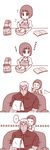  1girl comic cooking fukuso_hilbert_kuukan gamagoori_ira highres kill_la_kill mankanshoku_mako short_hair translated 