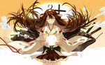  ahoge brown_hair bubble carrying closed_eyes detached_sleeves hair_ornament hairband joseph_lee kantai_collection kongou_(kantai_collection) long_hair machinery nontraditional_miko smile solo turret 