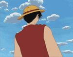  animated animated_gif black_hair blood brown_eyes conomi_islands crying east_blue hat lowres monkey_d_luffy nami nami_(one_piece) one_piece orange_hair red_vest short_hair shorts straw_hat tank_top tears 