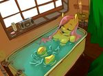 anthro anthrofied bathing bathroom bathtub candle equine eyes_closed female fluttershy_(mlp) friendship_is_magic fur hair horse long_hair mammal my_little_pony nude pink_hair pony solo swomswom water yellow_fur 
