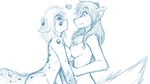  &lt;3 blush breast_squish breasts duo ears_down ears_up eye_contact female fur hair kathrin_(twokinds) lesbian long_hair multicolor_fur natani nude sketch spots standing surprise tom_fischbach two_tone_fur twokinds 