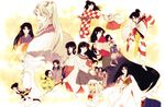  annotated asuka_(inuyasha) ayumi_(inuyasha) barefoot black_hair eri_(inuyasha) fan feet hakama highres higurashi_kagome hitomiko inuyasha itoyoshi_(koiyuri) izayoi_(inuyasha) japanese_clothes kaede_(inuyasha) kagura_(inuyasha) kanna_(inuyasha) katana kikyou_(inuyasha) kimono kochou_(inuyasha) koharu_(inuyasha) mama_higurashi midoriko_(inuyasha) multiple_girls pointy_ears rin_(inuyasha) robe sakasagami_no_yura sango school_uniform serafuku sesshoumaru's_mother shima_(inuyasha) short_hair sword toeless_legwear tsubaki_(inuyasha) weapon white_hair yuka_(inuyasha) 