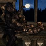  3d abs anal anal_penetration anthro beard biceps big_muscles big_penis black_fur black_howler black_penis canine cgi claws cum cum_in_ass cum_inside cum_on_self digitigrade ear_piercing erection facial_hair fur gay gorilla grey_fur humanoid_penis lycaeous lying male mammal masturbation moon muscles nude on_back open_mouth outside pecs penetration penis piercing plantigrade pose primate sex sharp_teeth standing table_lotus_position teeth toe_claws tongue were werewolf 