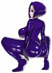  ass breasts dc_comics forehead_jewel large_breasts leotard light_smile lips pantyhose purple_hair raven_(dc) short_hair solo squatting teen_titans thong_leotard zxc 