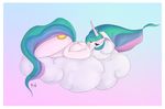  anthrofied breasts cloud cutie_mark equine female friendship_is_magic hair horn horse long_hair looking_at_viewer mammal ms-seven0 multi-colored_hair my_little_pony nipples nude pony pose princess_celestia_(mlp) royalty smile solo winged_unicorn wings 