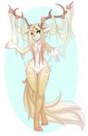  aimi anthro antlers cervine deer female horn looking_at_viewer mammal nude smile solo thigh_gap 