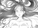 alice_kei_(lemon-jiru) breasts cleavage greyscale hyuuga_hinata large_breasts long_hair looking_at_viewer monochrome naruto naruto_(series) naruto_shippuuden out-of-frame_censoring solo 