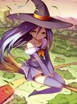  :&lt; between_legs broom broom_riding chess_piece collarbone crazyodin full_body hair_between_eyes hand_between_legs hat highres hill house long_hair long_sleeves looking_at_viewer neckerchief no_game_no_life no_shoes off_shoulder outdoors path pleated_skirt purple_hair purple_legwear road school_uniform serafuku shiro_(no_game_no_life) shirt skirt solo thighhighs v_arms white_hair witch_hat yellow_eyes 