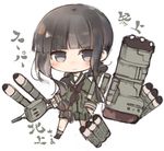  bangs black_eyes black_hair blunt_bangs chibi faux_traditional_media kantai_collection kitakami_(kantai_collection) kotatu_(akaki01aoki00) looking_at_viewer machinery school_uniform serafuku simple_background smile solo translation_request white_background 