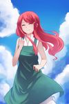  arms artist_request bare_shoulders blue_sky cloud clouds elbows eyelashes eyes_closed female fingers hair_clip hair_ornament hairclip hands highres long_hair naruto naruto_shippuuden pink_hair red_hair red_head shoulders sky smile solo tears uzumaki_kushina woman 