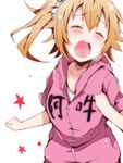  blonde_hair blush hachi_(orange) hood hoodie kagerou_project kisaragi_momo long_hair open_mouth running side_ponytail solo 