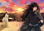  artist_request black_hair chongning gloves long_hair naruto naruto_shippuuden outdoors senju_hashirama sky sunset uchiha_madara 