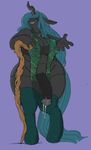  animal_genitalia anthro anthrofied black_body blue_background blue_hair breasts cane changeling chubby cleavage clothed clothing colored cum dickgirl fishnet friendship_is_magic green_eyes hair horsecock intersex kevinsano lingerie my_little_pony overweight penis plain_background queen_chrysalis_(mlp) solo wide_hips 