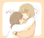  2girls blush foomi hug multiple_girls original short_hair translated 