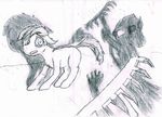  cub derpsickle eye_patch eyewear fear female friendship_is_magic human male mammal my_little_pony original_character rake scared shadow traditional_media young 