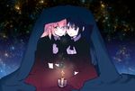  akemi_homura alternate_costume black_hair candle dress funeral_dress hair_down hairband kaname_madoka mahou_shoujo_madoka_magica mahou_shoujo_madoka_magica_movie matching_outfit momoko_(palemon) multiple_girls pink_eyes pink_hair smile 