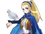  animal animal_on_arm bad_id bad_pixiv_id bangs_pinned_back belt bird bird_on_arm blonde_hair blue_eyes cape dove fingernails genderswap genderswap_(mtf) hair_ornament hair_strand hairband holding holding_animal kuzuaki long_hair long_sleeves looking_at_viewer noah_(p&amp;d) ponytail puzzle_&amp;_dragons simple_background smile solo white_background 