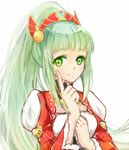  green_eyes green_hair index_finger_raised lailah_(tales) long_hair lyra-kotto ponytail smile solo tales_of_(series) tales_of_zestiria white_background 