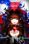  azami_(kagerou_project) bubble crying cube fangs gorgon heart highres kagerou_project long_hair monster_girl recen red_eyes sky slit_pupils solo tears 