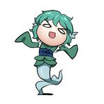  animated animated_gif blue_hair bobomaster head_fins japanese_clothes kimono lowres md5_mismatch mermaid monster_girl short_hair simple_background solo touhou ugoira wakasagihime 