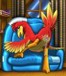  avian banjo-kazooie barefoot beak bird blush book chair cloaca cute feathers female feral happy inside juice kazooie kitsune_youkai looking_at_viewer looking_back nude open_mouth pussy pussy_juice room smile solo squint wings 