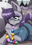  blue_eyes candy_necklace clothing dress earth_pony english_text equine female friendship_is_magic hair horse inuhoshi-to-darkpen mammal maud_pie_(mlp) my_little_pony necklace outside pony portrait purple_hair rock solo text 