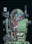  1980s_(style) 1boy armor armored_trooper boots cable commentary_request cross-section diagram helmet highres mask mecha pilot pilot_suit retro_artstyle robot s.shimizu science_fiction scopedog soukou_kihei_votoms 