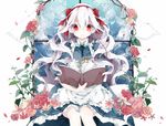  book hair_ribbon jewelry kagerou_project key kozakura_marry long_hair natyu_hata necklace red_eyes ribbon silver_hair solo 