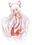  :o absurdres bad_id bad_pixiv_id fujiwara_no_mokou highres hime_cut long_hair necktie off_shoulder red_eyes solo suspenders touhou transistor very_long_hair white_background white_hair 
