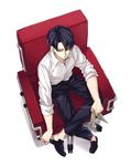  black_hair book chair levi_(shingeki_no_kyojin) seta_sin shingeki_no_kyojin shoes short_hair sitting 