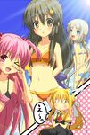  :3 air angel_beats! bikini blonde_hair blue_eyes brown_hair clannad company_connection crossover ibuki_fuuko kamio_misuzu key_(company) little_busters! long_hair moke_(rotary) multiple_girls noumi_kudryavka one_eye_closed pink_eyes pink_hair ponytail school_uniform swimsuit yellow_eyes yui_(angel_beats!) 