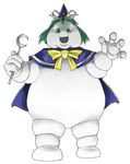  crossover full_body fusion ghostbusters green_eyes green_hair hat mazeran mima no_humans parody solo staff stay_puft touhou touhou_(pc-98) transparent_background wizard_hat 