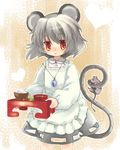  animal_ears apron bad_id bad_pixiv_id biyon grey_hair jewelry mouse mouse_ears mouse_tail nazrin pendant red_eyes short_hair solo tail touhou 