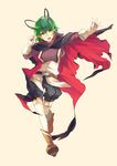  absurdres alternate_costume androgynous antennae belt cape garter_straps gloves green_eyes green_hair highres kamina_shades open_mouth short_hair simple_background solo thighhighs touhou tsukimoto_aoi wriggle_nightbug 