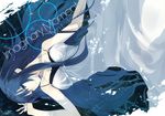  bare_shoulders blue_eyes blue_hair cover cover_page dress english long_hair original senmu solo very_long_hair water 